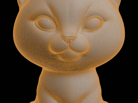 Cute Cat Statue 3D Print Model Animal Figure 3D Print Model