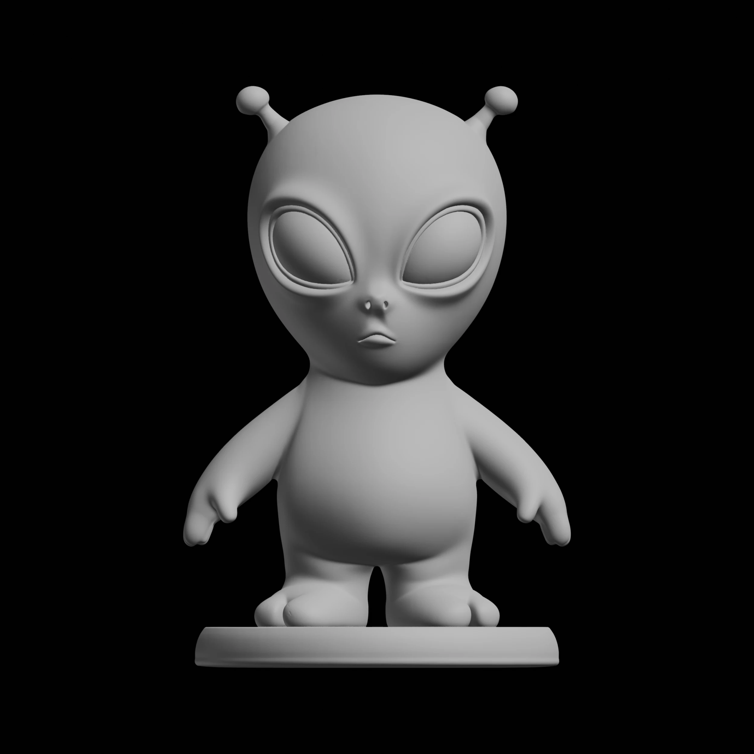 Cute Grey Alien Figure Sci Fi Character 3D Print Model .c4d .max .obj .3ds .fbx .stl .blend 
