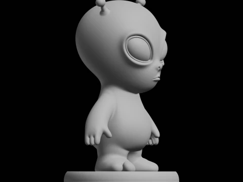 Cute Grey Alien Figure Sci Fi Character 3D Print Model