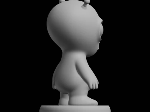 Cute Grey Alien Figure Sci Fi Character 3D Print Model