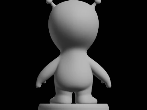 Cute Grey Alien Figure Sci Fi Character 3D Print Model