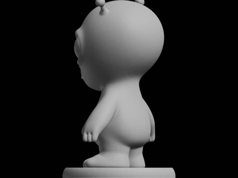 Cute Grey Alien Figure Sci Fi Character 3D Print Model