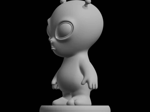 Cute Grey Alien Figure Sci Fi Character 3D Print Model