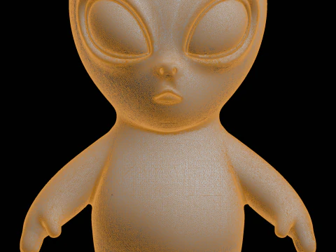 Cute Grey Alien Figure Sci Fi Character 3D Print Model