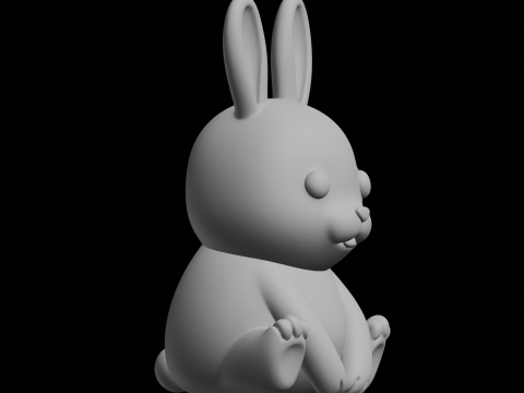 Cute Rabbit Figure 3D Print Model