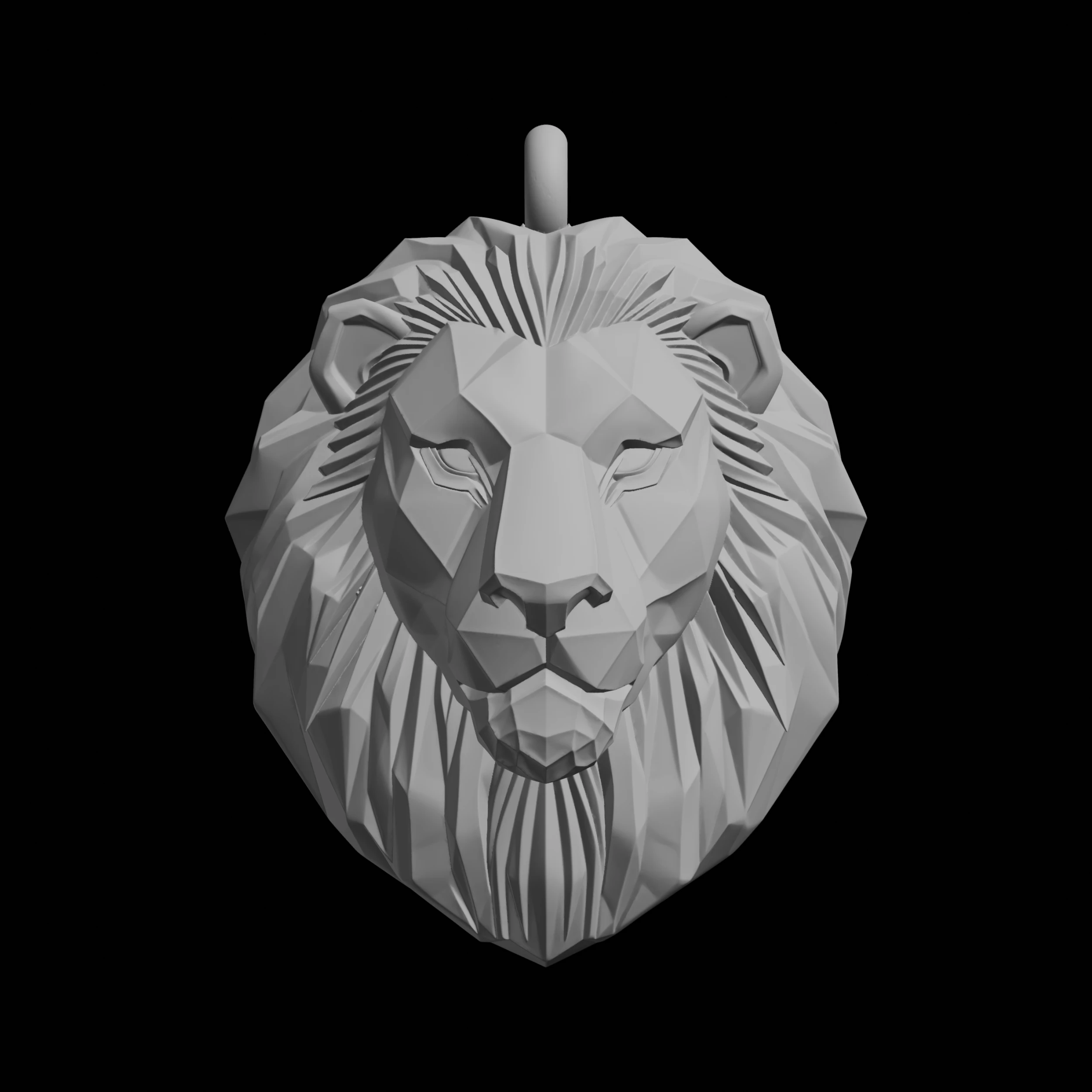 Low Poly Lion Head Pendant 3D Print Model .c4d .max .obj .3ds .fbx .stl .blend 