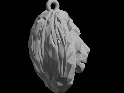 Low Poly Lion Head Pendant 3D Print Model