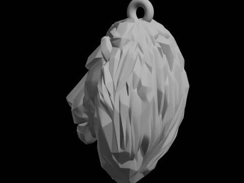 Low Poly Lion Head Pendant 3D Print Model