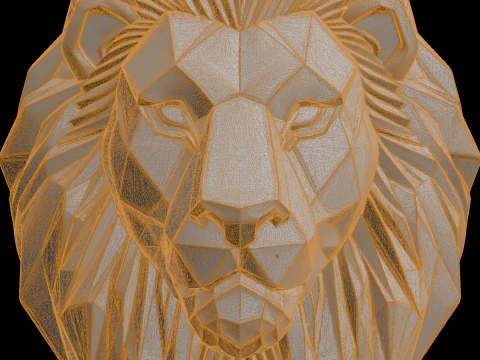 Low Poly Lion Head Pendant 3D Print Model