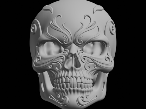 Ornate Sugar Skull Decorative Model 3D Print Model