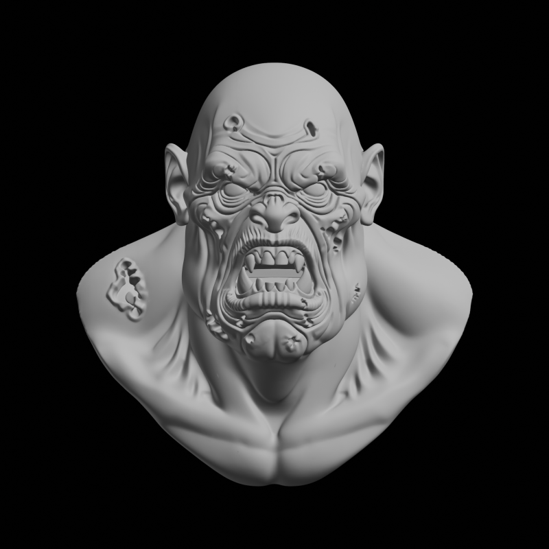 오크 흉상 판타지 생물 3D 프린트 모델 .c4d .max .obj .3ds .fbx .stl .blend 