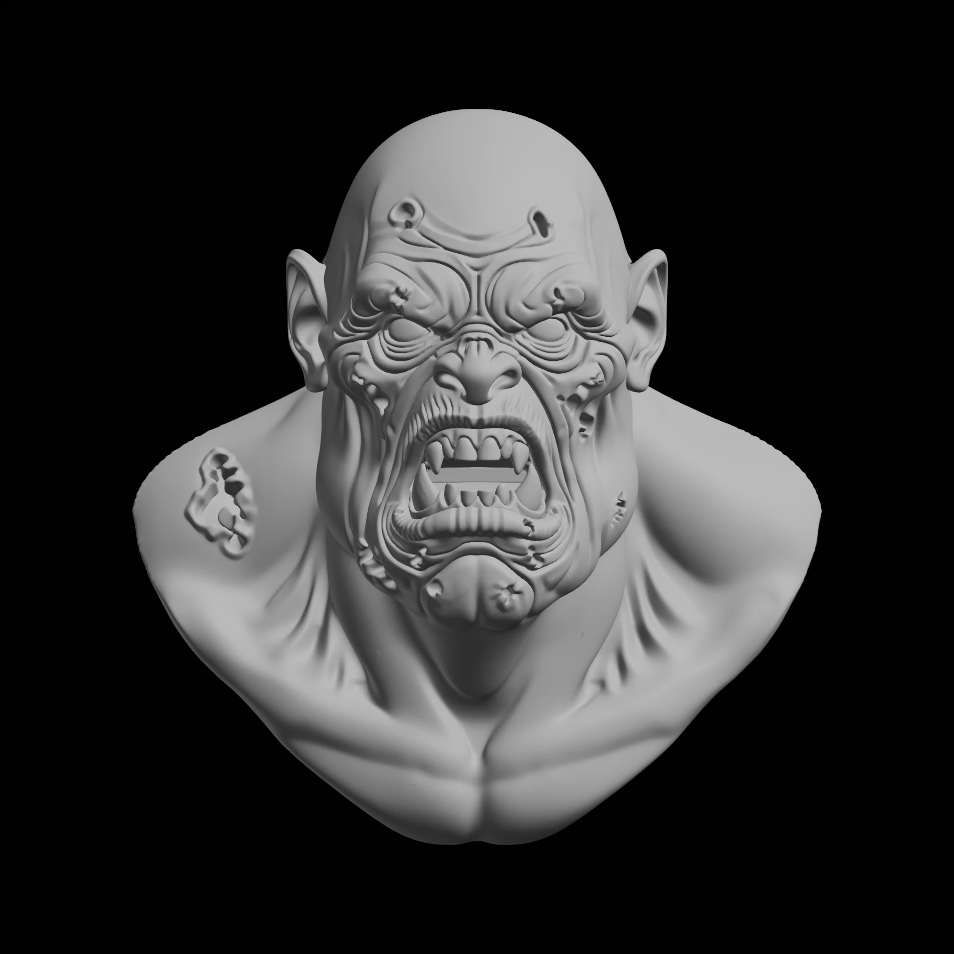 Orc Bust Fantasy Creature 3D Print Model .c4d .max .obj .3ds .fbx .stl .blend 