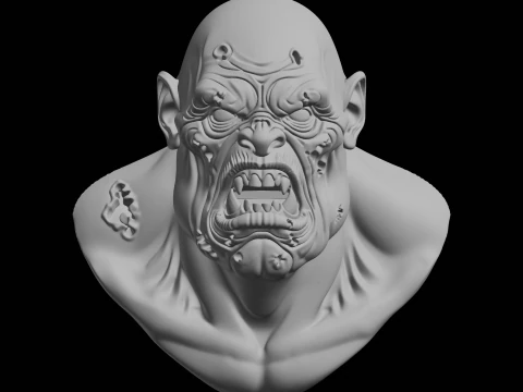 Orc Bust Fantasy Creature 3D Print Model