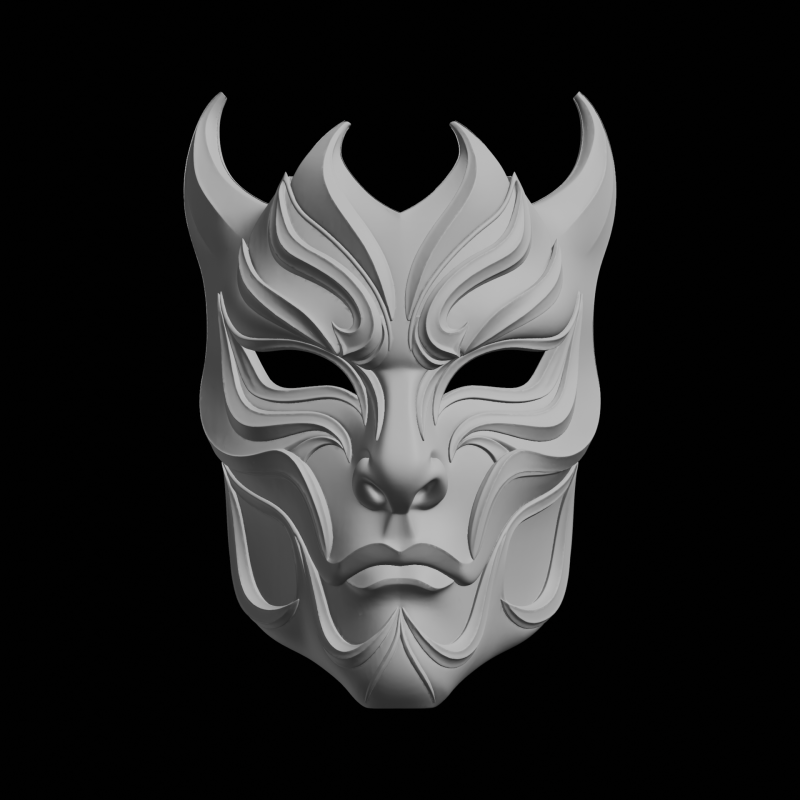 Ornate Fantasy Mask 3D Print Model .c4d .max .obj .3ds .fbx .stl .blend 