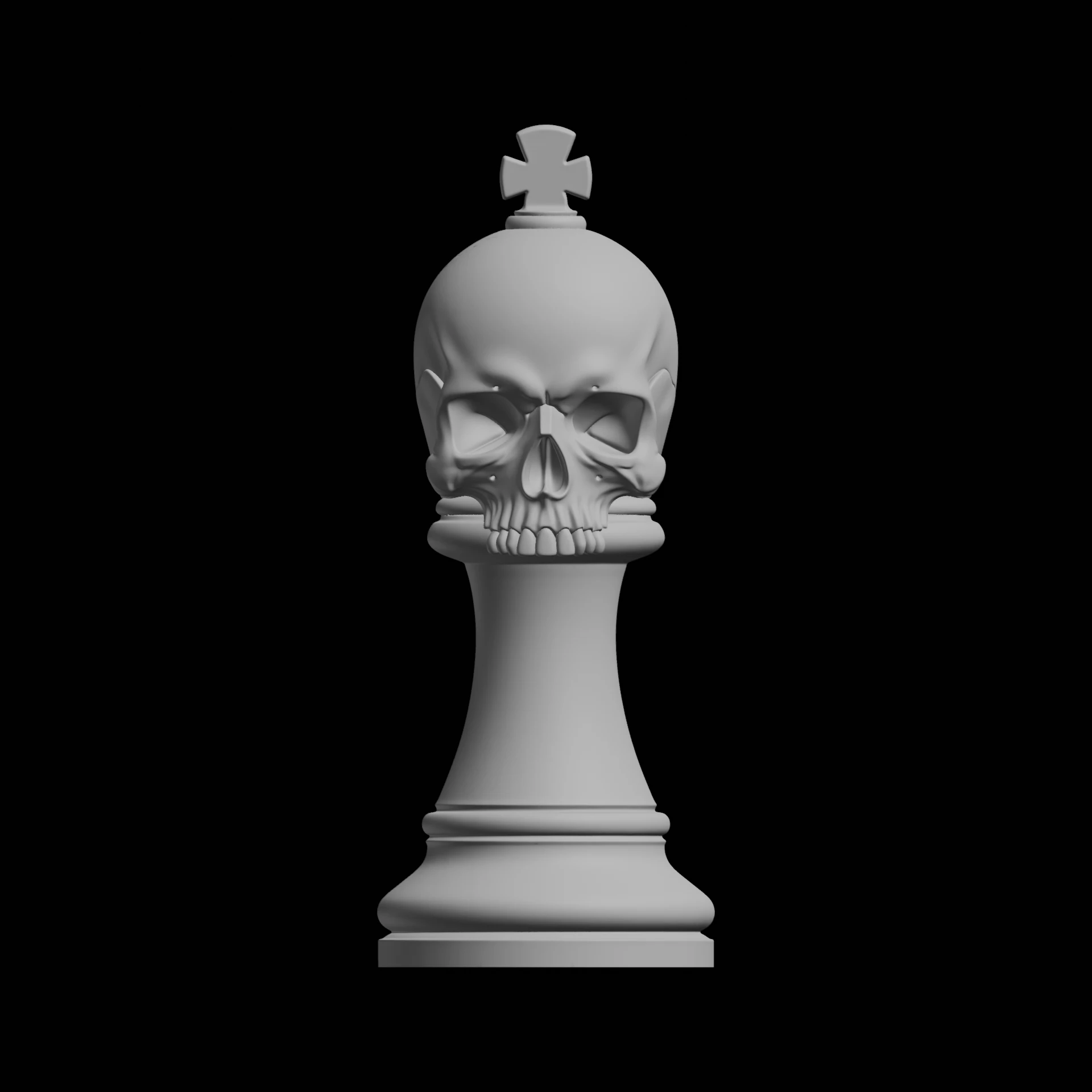 Skull King Chess Piece 3D Print Model .c4d .max .obj .3ds .fbx .stl .blend 