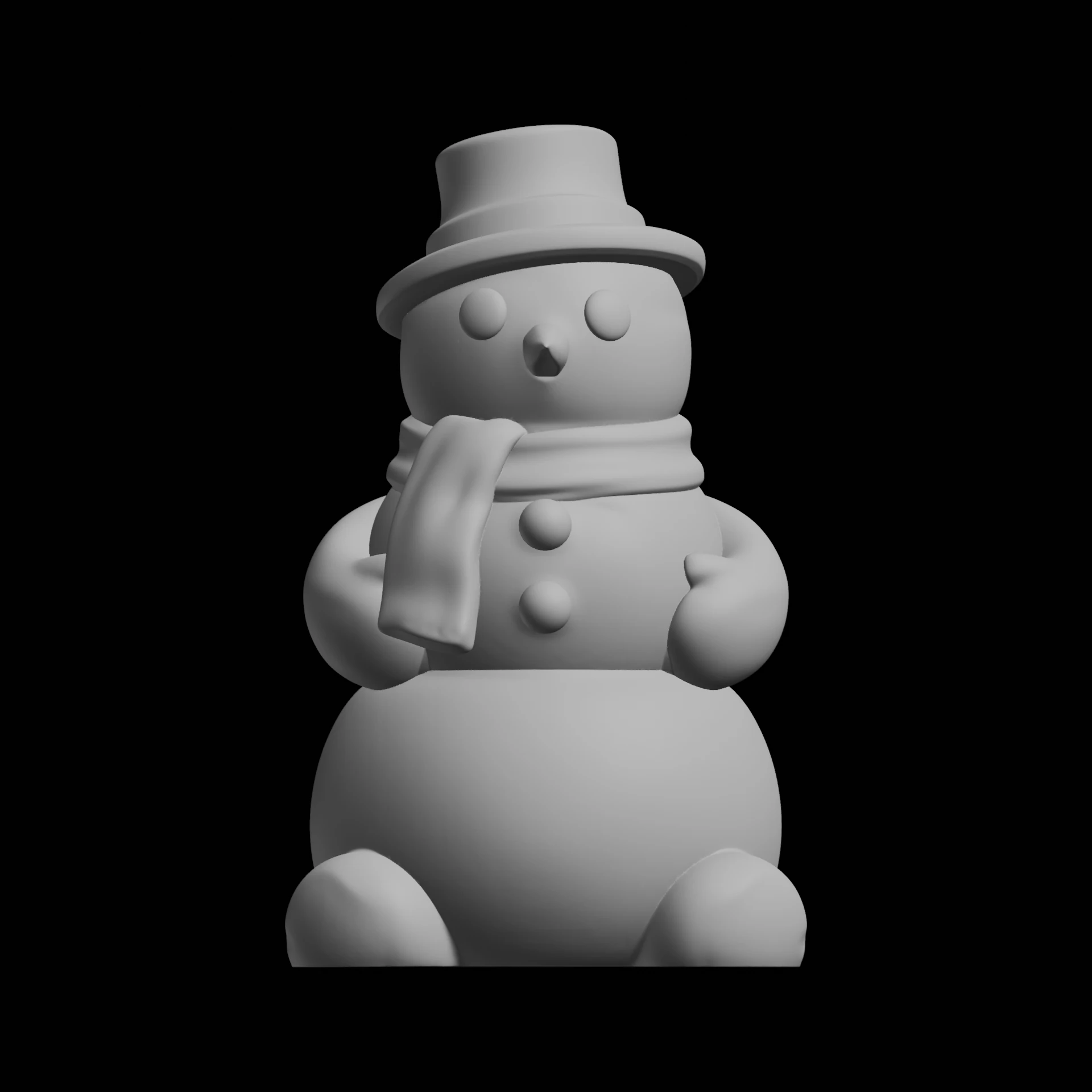 Snowman Figure 3D Print Model Winter Theme 3D Print Model .c4d .max .obj .3ds .fbx .stl .blend 