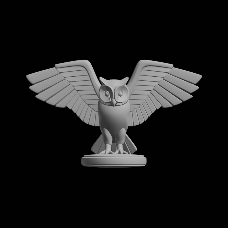 Stylized Owl Sculpture 3D Print Model .c4d .max .obj .3ds .fbx .stl .blend 