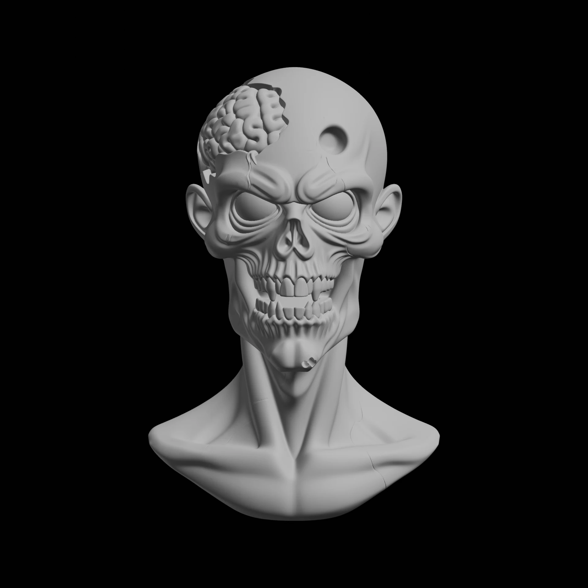 Zombie Bust Horror Character 3D Print Model .c4d .max .obj .3ds .fbx .stl .blend 