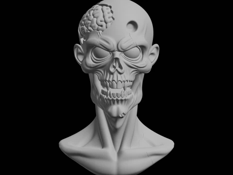 Zombi B&uuml;st&uuml; Korku Karakteri 3D Baskı Modeli