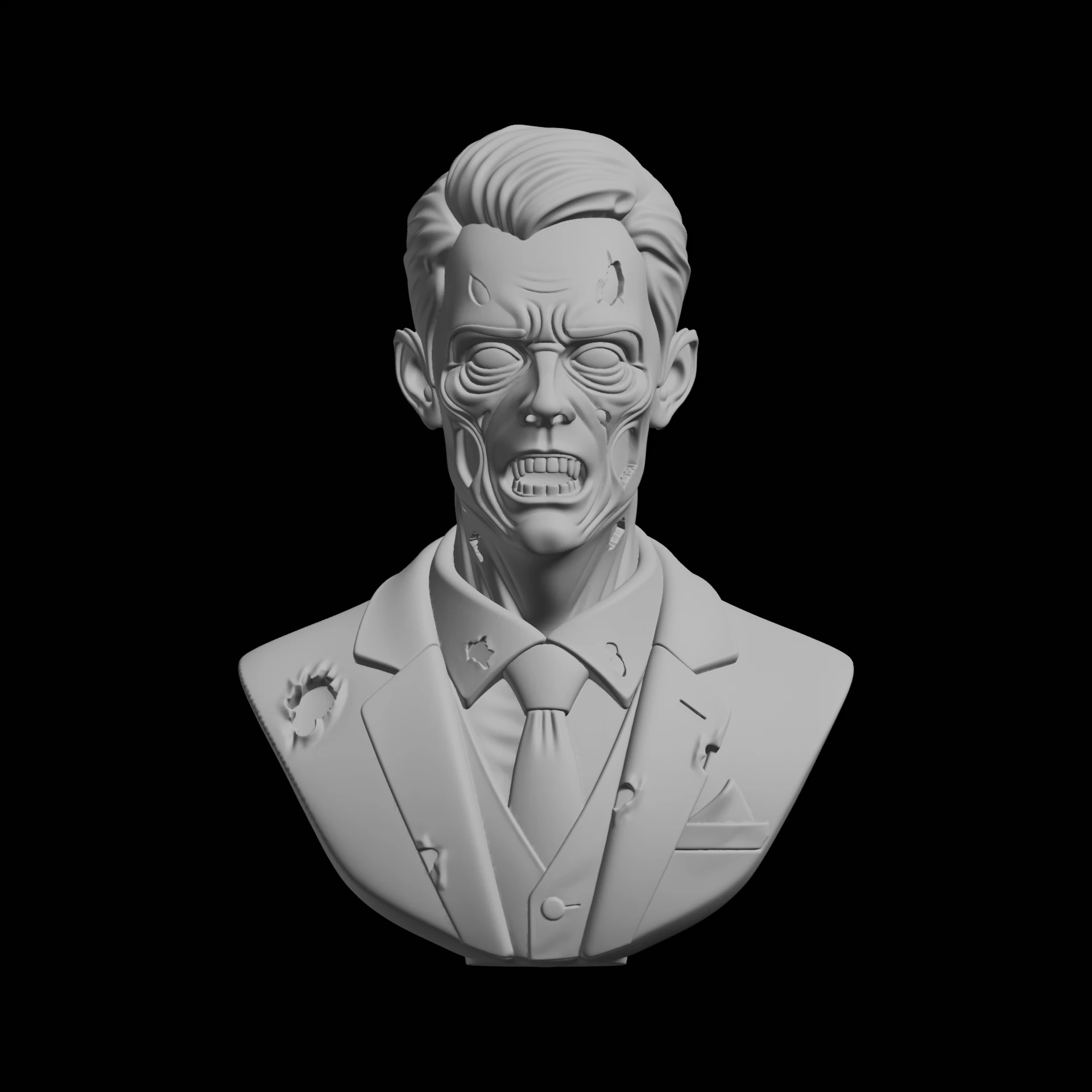 Zombie Gentleman Bust 3D Print Model .c4d .max .obj .3ds .fbx .stl .blend 