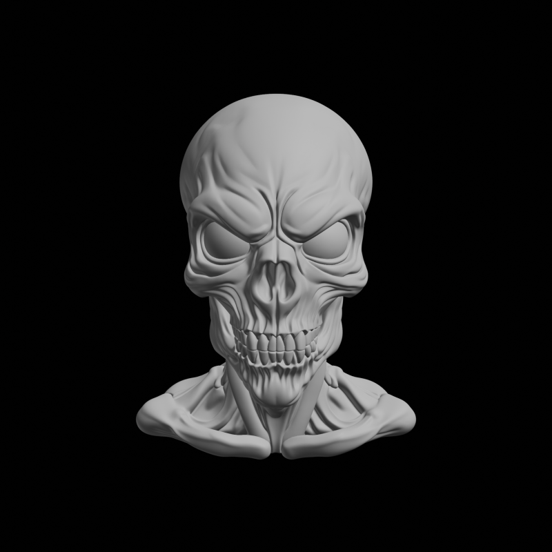 Angry Skull Bust 3D Print Model .c4d .max .obj .3ds .fbx .stl .blend 