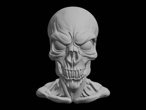 Angry Skull Bust 3D Print Model