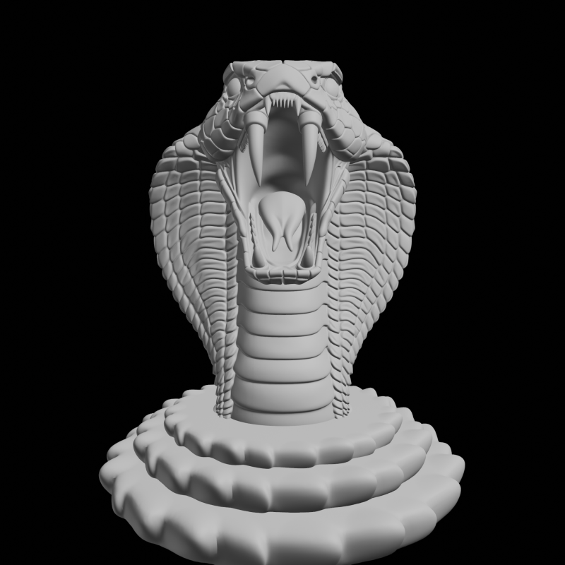 Extended Cobra with Open Fangs 3D Print Model .c4d .max .obj .3ds .fbx .stl .blend 
