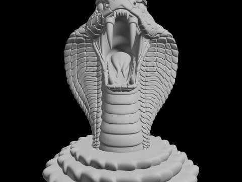 Cobra &eacute;tendu avec des crocs ouverts Modèles 3D en vedette