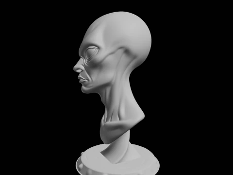 Extraterrestrial Bust Sci Fi Sculpture 3D Print Model