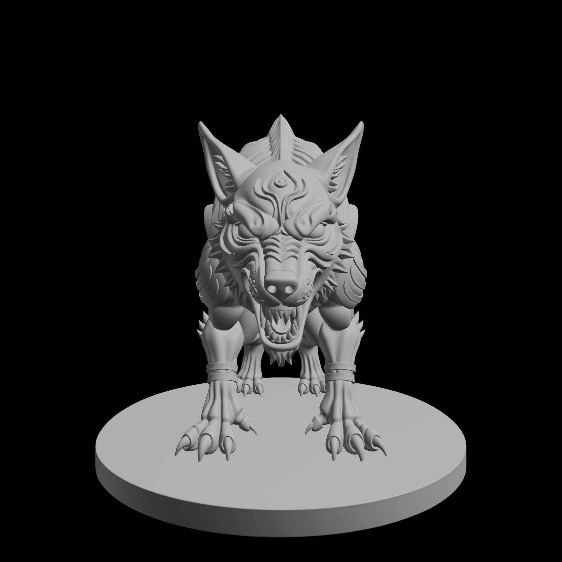 Fantasy Wolf Monster 3D Print Model .c4d .max .obj .3ds .fbx .stl .blend