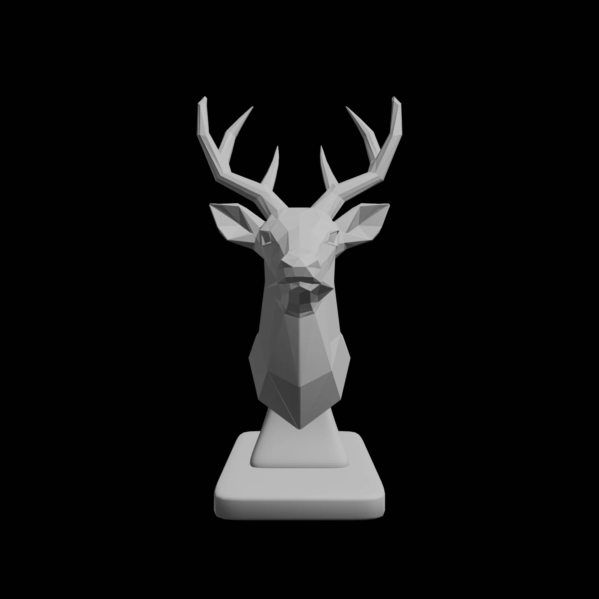 Geometric Deer Head Bust Low Poly Wall Mount 3D Print Model .c4d .max .obj .3ds .fbx .stl .blend