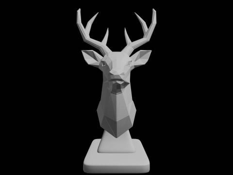 Busto geometrico con testa di cervo, montaggio a parete in poli basso Modello di stampa 3D