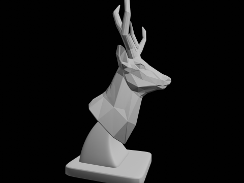 Geometric Deer Head Bust Low Poly Wall Mount 3D Print Model