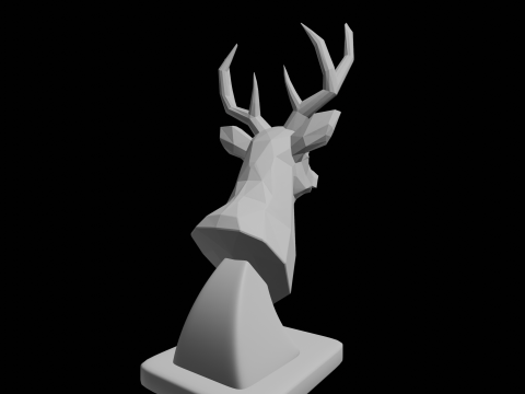 Geometric Deer Head Bust Low Poly Wall Mount 3D Print Model