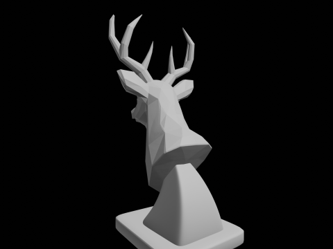 Geometric Deer Head Bust Low Poly Wall Mount 3D Print Model