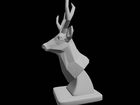 Geometric Deer Head Bust Low Poly Wall Mount 3D Print Model