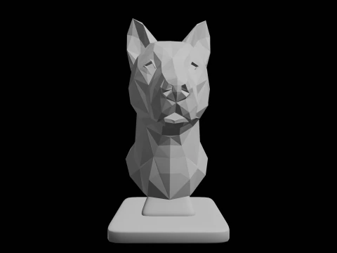 几何狗半身像低聚犬雕塑 3D 打印模型