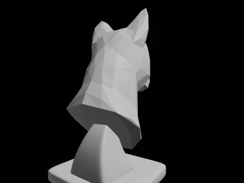 Geometric Dog Bust Low Poly Canine Sculpture 3D Print Model