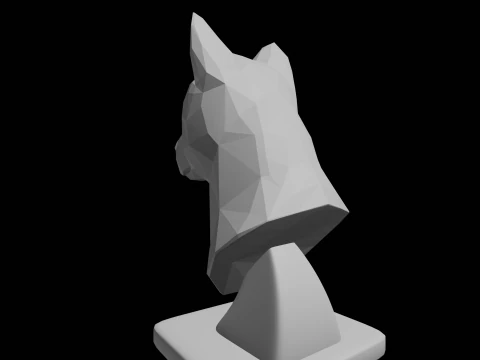 Geometric Dog Bust Low Poly Canine Sculpture 3D Print Model