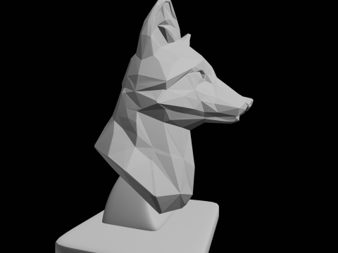 Geometric Fox Bust Low Poly Sculpture 3D Print Model
