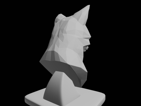 Geometric Fox Bust Low Poly Sculpture 3D Print Model