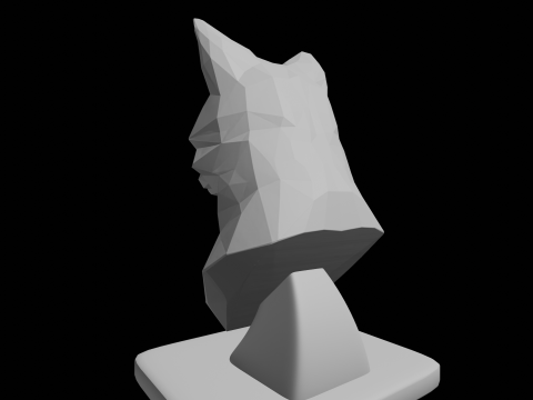 Geometric Fox Bust Low Poly Sculpture 3D Print Model