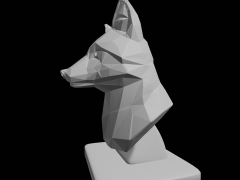 Geometric Fox Bust Low Poly Sculpture 3D Print Model