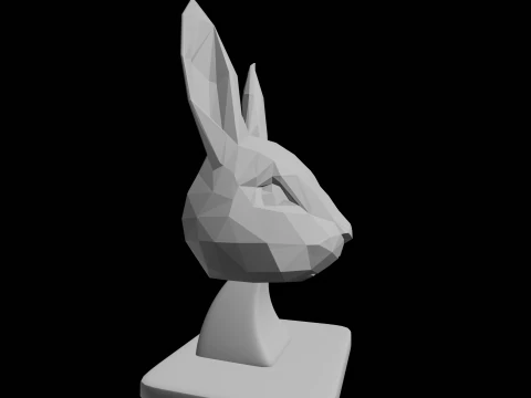 Geometric Low Poly Rabbit Sculpture 3D Print Model