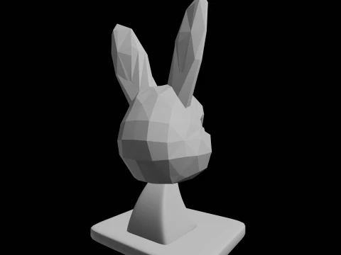 Geometric Low Poly Rabbit Sculpture 3D Print Model