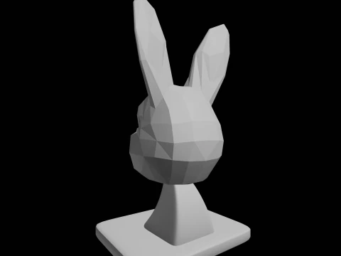 Geometric Low Poly Rabbit Sculpture 3D Print Model
