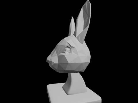 Geometric Low Poly Rabbit Sculpture 3D Print Model