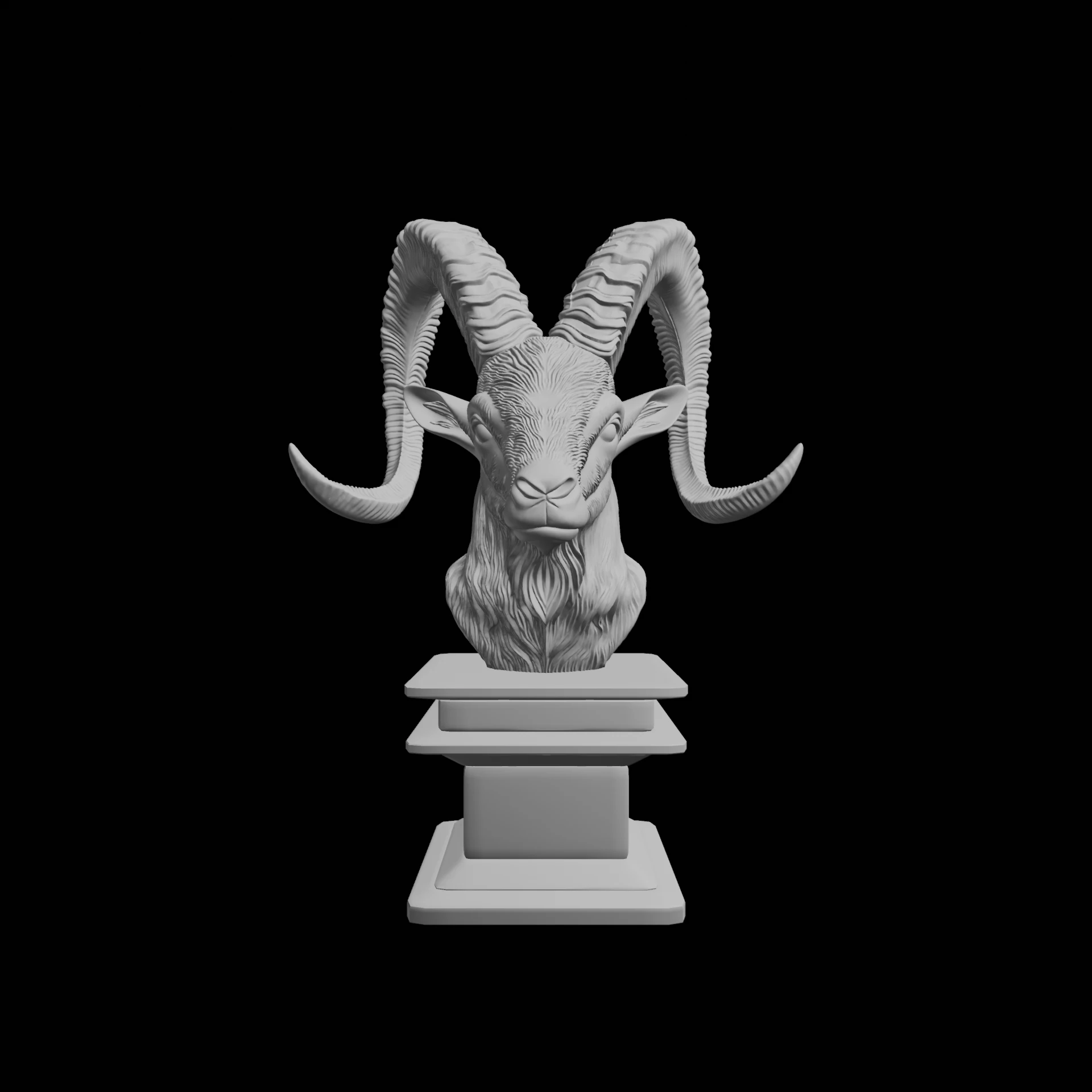 Ibex Goat Head Bust 3D Print Model .c4d .max .obj .3ds .fbx .stl .blend 