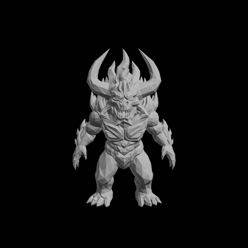 Dem&ocirc;nio de Fogo Low Poly Modelo de Impressão 3D .c4d .max .obj .3ds .fbx .stl .blend 