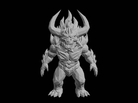 Dem&ocirc;nio de Fogo Low Poly Modelo de Impressão 3D